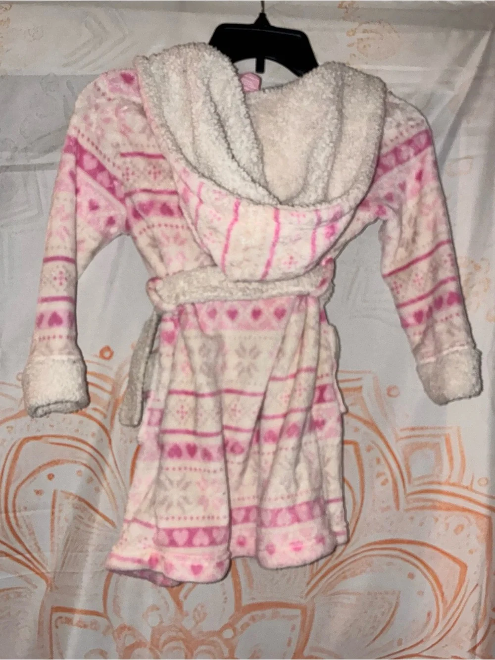 Cozy Pink Patterned Kids Robe & Tie-Dye Mermaid Blanket Set